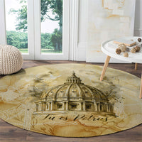 Vatican City St Peters Basilica Round Carpet Papal Tiara - Tu Es Petrus Catholic Watercolor