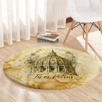 Vatican City St Peters Basilica Round Carpet Papal Tiara - Tu Es Petrus Catholic Watercolor