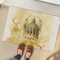Vatican City St Peters Basilica Rubber Doormat Papal Tiara - Tu Es Petrus Catholic Watercolor