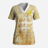 Vatican City St Peters Basilica Scrub Top Papal Tiara - Tu Es Petrus Catholic Watercolor