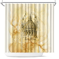 Vatican City St Peters Basilica Shower Curtain Papal Tiara - Tu Es Petrus Catholic Watercolor