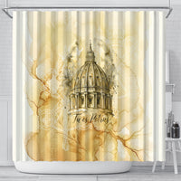 Vatican City St Peters Basilica Shower Curtain Papal Tiara - Tu Es Petrus Catholic Watercolor