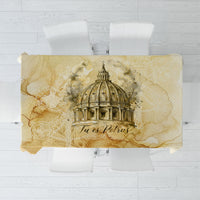 Vatican City St Peters Basilica Tablecloth Papal Tiara - Tu Es Petrus Catholic Watercolor
