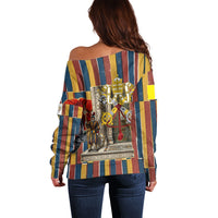Vatican City Swiss Guard Protectors Of The Holy See Off Shoulder Sweater Renaissance Uniform Stripes Catholic Military History