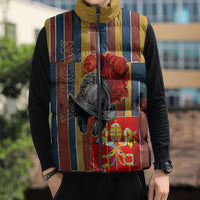 Vatican City Swiss Guard Protectors Of The Holy See Sleeveless Puffer Jacket Renaissance Uniform Stripes Catholic Military History