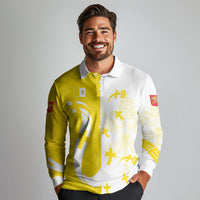 Coat Of Arms Flag of Vatican City Long Sleeve Polo Shirt Catholic Cross Heritage Symbol
