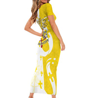 Coat Of Arms Flag of Vatican City Short Sleeve Bodycon Dress Catholic Cross Heritage Symbol