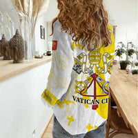 Coat Of Arms Flag of Vatican City Women Casual Shirt Catholic Cross Heritage Symbol