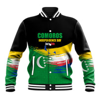 Comoros Independence Day Baseball Jacket Comorian Flag Brush Stroke National Pride Graphic