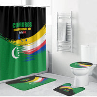 Comoros Independence Day Bathroom Set Comorian Flag Brush Stroke National Pride Graphic