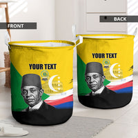 Personalized Comoros Independence Day Laundry Basket Ahmed Abdallah Vintage Portrait Sketch