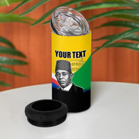 Personalized Comoros Independence Day 4 in 1 Can Cooler Tumbler Ahmed Abdallah Vintage Portrait Sketch