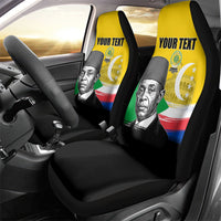 Personalized Comoros Independence Day Car Seat Cover Ahmed Abdallah Vintage Portrait Sketch