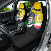 Personalized Comoros Independence Day Car Seat Cover Ahmed Abdallah Vintage Portrait Sketch