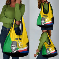 Personalized Comoros Independence Day Grocery Bag Ahmed Abdallah Vintage Portrait Sketch