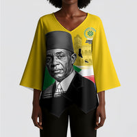 Personalized Comoros Independence Day Kimono Sleeve Blouse Ahmed Abdallah Vintage Portrait Sketch
