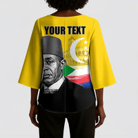 Personalized Comoros Independence Day Kimono Sleeve Blouse Ahmed Abdallah Vintage Portrait Sketch