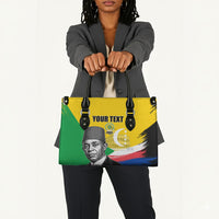 Personalized Comoros Independence Day Leather Bag Ahmed Abdallah Vintage Portrait Sketch