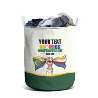 Personalized Comoros Independence Day Laundry Basket July 6th National Pride Flag Graphic With Heritage Emblem