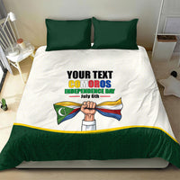 Personalized Comoros Independence Day Bedding Set July 6th National Pride Flag Graphic With Heritage Emblem