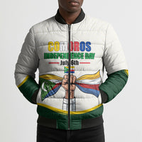Personalized Comoros Independence Day Bomber Puffer Jacket July 6th National Pride Flag Graphic With Heritage Emblem