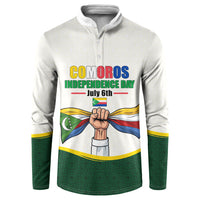 Personalized Comoros Independence Day Button Sweatshirt July 6th National Pride Flag Graphic With Heritage Emblem