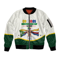 Personalized Comoros Independence Day Sleeve Zip Bomber Jacket July 6th National Pride Flag Graphic With Heritage Emblem