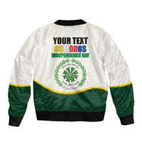 Personalized Comoros Independence Day Sleeve Zip Bomber Jacket July 6th National Pride Flag Graphic With Heritage Emblem