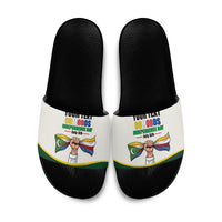 Personalized Comoros Independence Day Slide Sandals July 6th National Pride Flag Graphic With Heritage Emblem