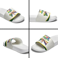 Personalized Comoros Independence Day Slide Sandals July 6th National Pride Flag Graphic With Heritage Emblem