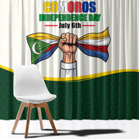Personalized Comoros Independence Day Window Curtain July 6th National Pride Flag Graphic With Heritage Emblem