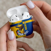 Personalized Sweden Soccer AirPods Case Swedish Flag - Moose Football Mascot