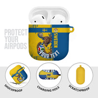 Personalized Sweden Soccer AirPods Case Swedish Flag - Moose Football Mascot