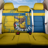 Personalized Sweden Soccer Back Car Seat Cover Swedish Flag - Moose Football Mascot