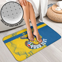 Personalized Sweden Soccer Bathroom Set Swedish Flag - Moose Football Mascot