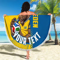 Personalized Sweden Soccer Beach Blanket Swedish Flag - Moose Football Mascot
