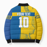 Personalized Sweden Soccer Bomber Puffer Jacket Swedish Flag - Moose Football Mascot