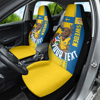 Personalized Sweden Soccer Car Seat Cover Swedish Flag - Moose Football Mascot