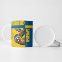 Personalized Sweden Soccer Ceramic Mug Swedish Flag - Moose Football Mascot