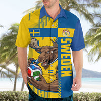 Personalized Sweden Soccer Hawaiian Shirt Swedish Flag - Moose Football Mascot