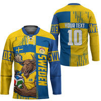 Personalized Sweden Soccer Hockey Jersey Swedish Flag - Moose Football Mascot