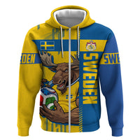 Personalized Sweden Soccer Hoodie Swedish Flag - Moose Football Mascot