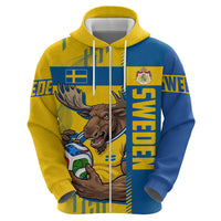 Personalized Sweden Soccer Hoodie Swedish Flag - Moose Football Mascot