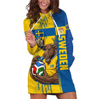 Personalized Sweden Soccer Hoodie Dress Swedish Flag - Moose Football Mascot