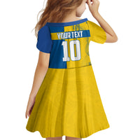 Personalized Sweden Soccer Kid Short Sleeve Dress Swedish Flag - Moose Football Mascot