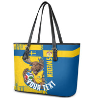 Personalized Sweden Soccer Leather Tote Bag Swedish Flag - Moose Football Mascot