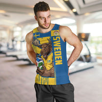 Personalized Sweden Soccer Men Tank Top Swedish Flag - Moose Football Mascot