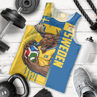 Personalized Sweden Soccer Men Tank Top Swedish Flag - Moose Football Mascot