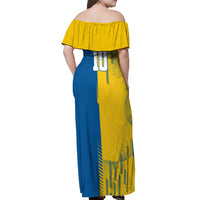 Personalized Sweden Soccer Off Shoulder Maxi Dress Swedish Flag - Moose Football Mascot