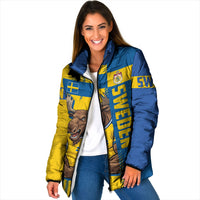 Personalized Sweden Soccer Padded Jacket Swedish Flag - Moose Football Mascot